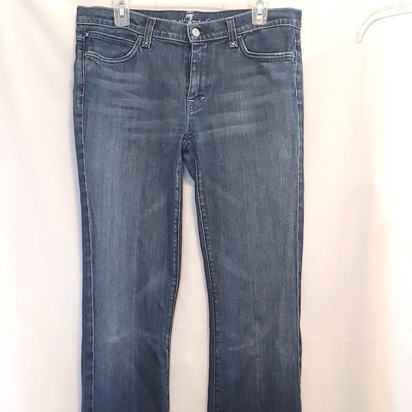 7 for all Mankind Women's Medium Wash Straight Leg Stretch Denim Jeans Size 32 - Picture 1 of 5